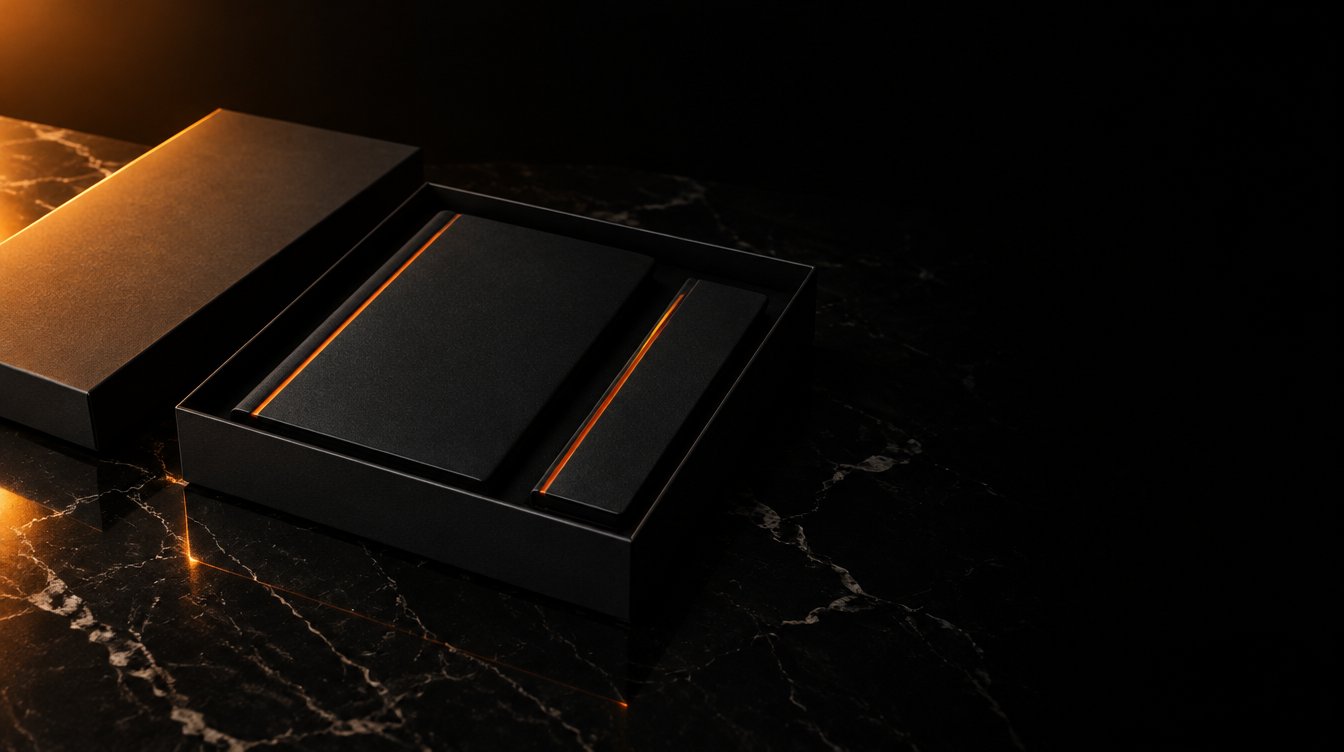 The 75-Day System box open on dark marble, the Program and the Planner inside
