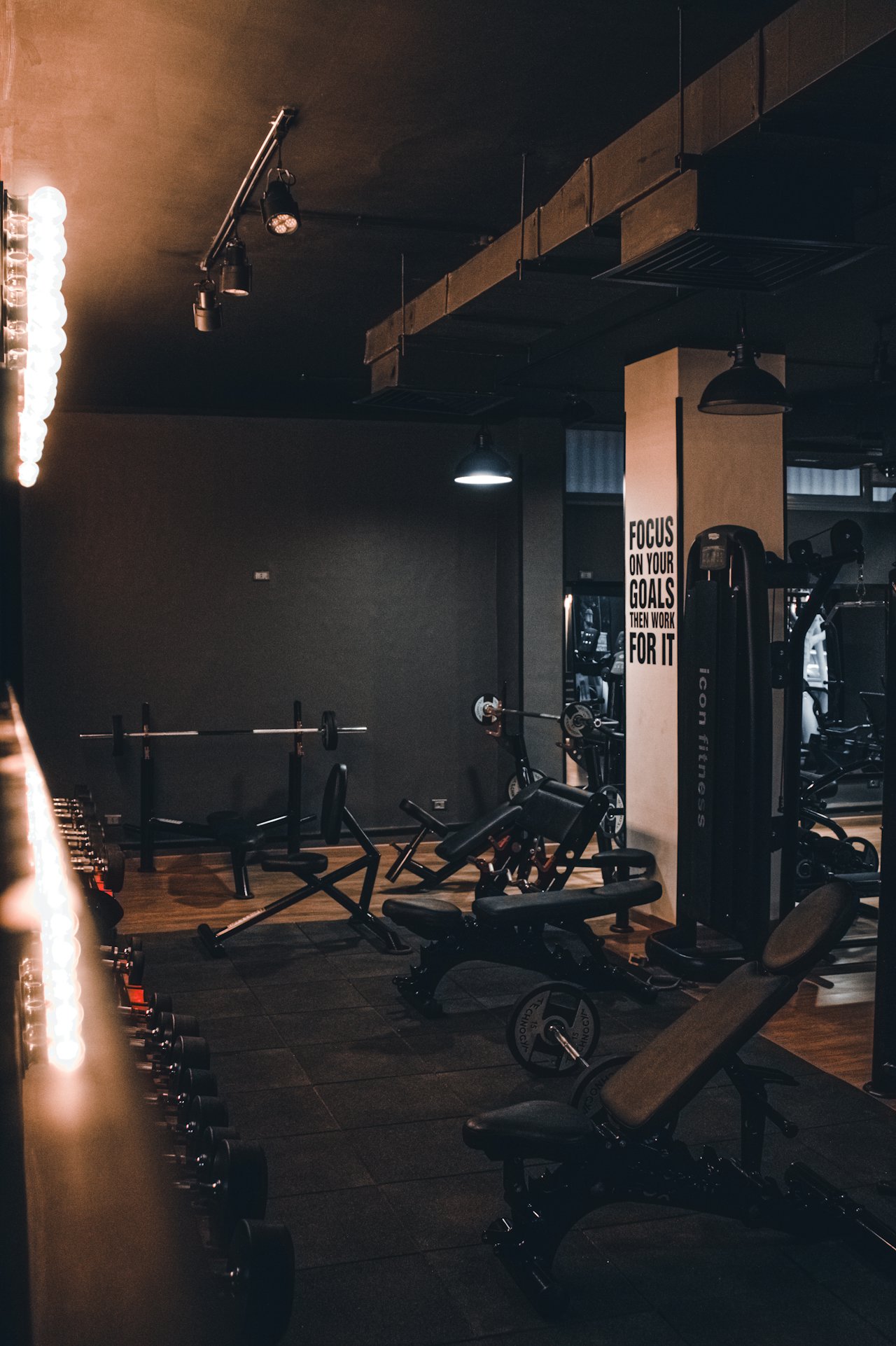 A dim gym at dawn